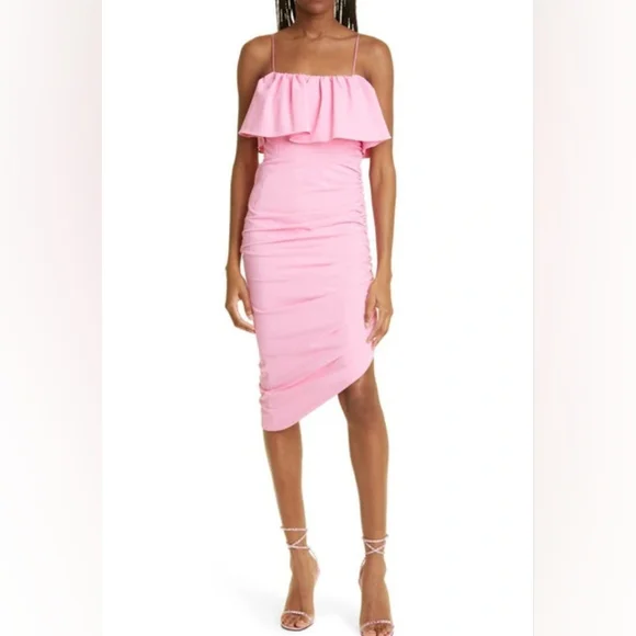 cinq a sept pink ruffle dress Cinq a Sept Jae Dress in Pink Quartz